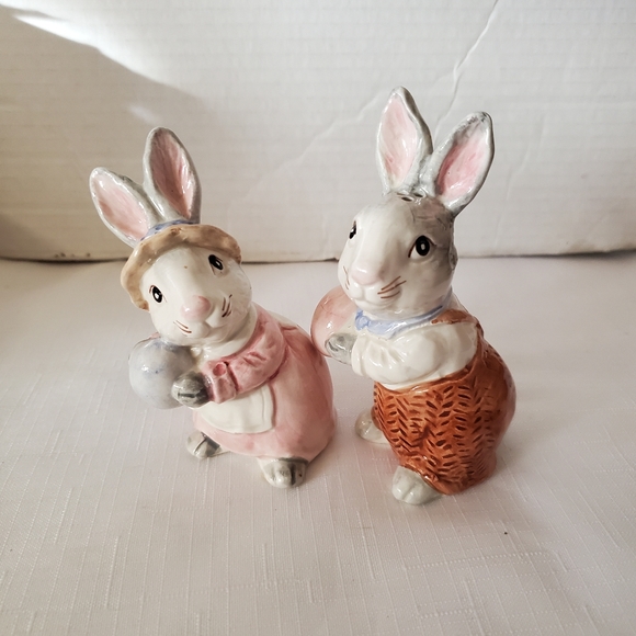 Fitz & Floyd Basket Weave Ceramic Egg Serving Dish Salt & Pepper Shakers Set - Picture 14 of 16